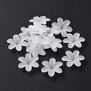 6-Petal Transparent Acrylic Bead Caps, Frosted, Flower, WhiteSmoke, 25.5x23x5.5mm, Hole: 1.6mm(X-OACR-A017-14)