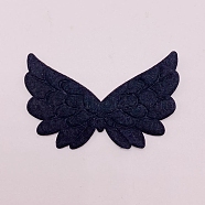 Cloth Embossing Wings, Decorate Accessories, Black, 33x52x1mm(FIND-PW0001-044C)