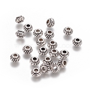 Tibetan Style Alloy Spacer Beads, Lead Free, Rondelle, Antique Silver, 6x4mm, Hole: 2mm(X-TIBEB-Q39-AS-LF)