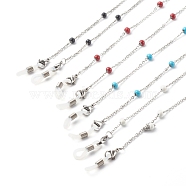 304 Stainless Steel Cable Chain Necklaces, with Enamel Beads, EyeGlass Chains, Stainless Steel Color, Mixed Color, 27.95 inch(71cm)(AJEW-EH00377)