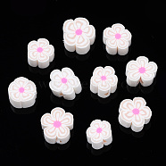 Handmade Polymer Clay Beads, Flower, Antique White, 7~10x7~11x3~5mm, Hole: 1.6mm(CLAY-S096-006H)