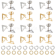 80Pcs 2 Colors 201 Stainless Steel Stud Earring Findings with Hole, 304 Stainless Steel Pins and Ear Nuts, 80Pcs 2 Colors 304 Stainless Steel Jump Rings, Mixed Color, 5~10x5~9x0.8mm, Hole: 1mm, Pin: 0.8mm(DIY-SC0023-55)