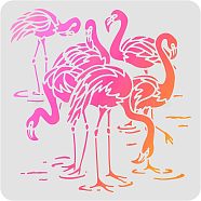 Plastic Reusable Drawing Painting Stencils Templates, for Painting on Scrapbook Fabric Tiles Floor Furniture Wood, Square, Flamingo Pattern, 300x300mm(DIY-WH0172-360)