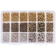 Zinc Alloy Spacer Beads, Mixed Color, 5.5~6.5x2~7.5mm, Hole: 1~2mm, Packaging Box: 16.5x10.8x3cm(PALLOY-PH0012-28)