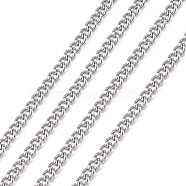 304 Stainless Steel Curb Chains, with Spool, Unwelded, Stainless Steel Color, 5x3.5x1mm, about 32.8 Feet(10m)/roll(CHS-R008-01)