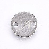 201 Stainless Steel Links connectors, Flat Round, Letter.A, Stainless Steel Color, 8x1mm, Hole: 1.5mm(STAS-H465-01P-8mm-A)