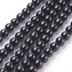 Natural Tourmaline Beads Strands, Round, Black, 4mm, Hole: 0.8mm, about 43~45pcs/strand, 7.8 inch(X-G-G099-4mm-11)