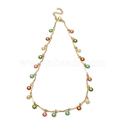 304 Stainless Steel Necklaces, Daisy Flower Beaded Choker Necklaces, Golden, 15.75 inch(40cm)(NJEW-B077-06G)