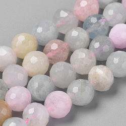 Natural Morganite Beads Strands, Faceted Round, 8mm, Hole: 1mm, about 46~49pcs/strand, 15.7 inch(G-R362-10)