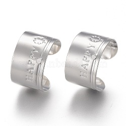 304 Stainless Steel Ear Cuff Findings, Silver, 11x10x7mm, Hole: 0.9mm(STAS-P249-17S)
