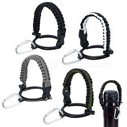 4Pcs 4 Colors Braided Cord Water Bottle Handle Strap, with Aluminum Clasp & Plastic Holder, Mixed Color, 168mm, 1pc/color(FIND-GA0003-37)