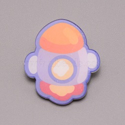 Rockets Plastic Brooch for Backpack Clothes, White, Orange, 31.5x27.5x7mm, Pin: 0.7(JEWB-TAC0007-06)