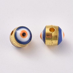 Alloy Enamel Beads, Evil Eye, Colorful, 8x6~7mm, Hole: 1mm(ENAM-WH0047-14F-8mm)