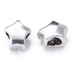 Alloy European Beads, Large Hole Beads, Cadmium Free & Lead Free, Star, Antique Silver, 10.5x9x7mm, Hole: 4.5mm, about 684pcs/1000g(TIBE-S319-137AS-RS)