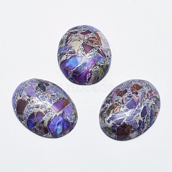 Silver Line Regalite/Imperial Jasper/Sea Sediment Jasper Cabochons, Flat Oval, 25~26x18~19x6~6.5mm(X-G-E464-42I)