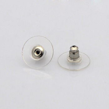 304 Stainless Steel Ear Nuts, Bullet Clutch Earring Backs with Pad, for Stablizing Heavy Post Earrings, with Plastic, Stainless Steel Color, 12x7mm, Hole: 1mm