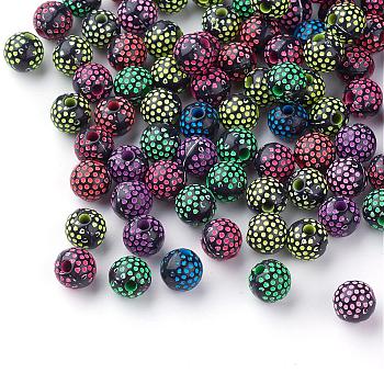 Craft Style Acrylic Beads, Round, Mixed Color, 8mm, Hole: 2mm, about 1920pcs/500g
