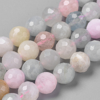 Natural Morganite Beads Strands, Faceted Round, 8mm, Hole: 1mm, about 46~49pcs/strand, 15.7 inch