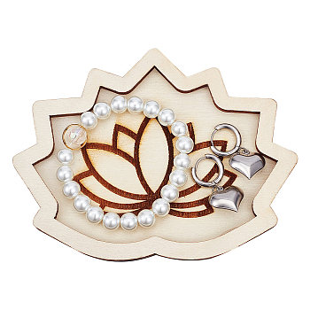 Wooden Crystal Ornament Display Tray, Lotus, for Home
Decoration, Navajo White, 96x126x9mm, Inner Diameter: 108x76mm