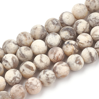 Natural Gemstone Beads Strands, Frosted, Round, 10mm, Hole: 1.2mm, about 37~40pcs/strand, 14.9~15.1 inch(38~38.5cm)