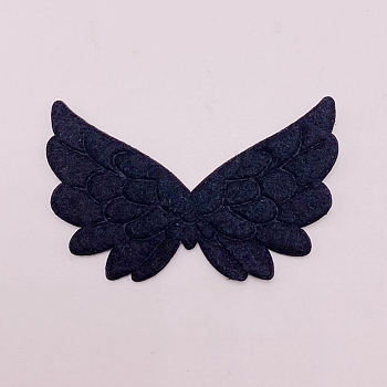 Cloth Embossing Wings, Decorate Accessories, Black, 33x52x1mm