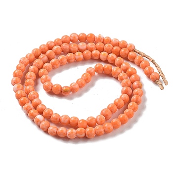 Handmade Nepalese Lampwork Beads, Round, Coral, 7x6.5mm, Hole: 1.5mm, about 103pcs/strand, 25.71''(65.3cm)