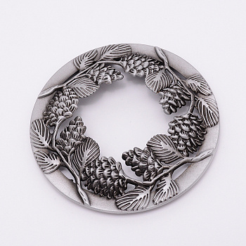 Zinc Alloy Cover, with Botany Pattern, for Aromatherapy Candle, Round, Antique Silver, 81x13mm, Inner Diameter: 68mm