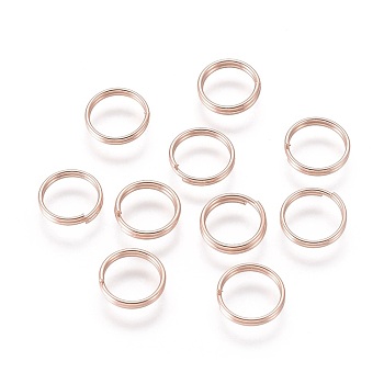 304 Stainless Steel Split Rings, Double Loops Jump Rings, Rose Gold, 8x1mm, Inner Diameter: 7mm, Single Wire: 0.5mm