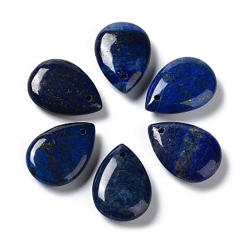 Natural Lapis Lazuli Pendants, Teardrop Charms, 22.5~25x17~18x7mm, Hole: 1.6mm
