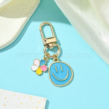 Deep Sky Blue Smiling Face Alloy+Enamel Pendant Decorations