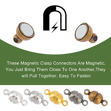Round Brass Magnetic Clasps with Loops(KK-PH0026-07M)-4