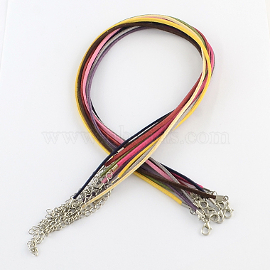 2mm Faux Suede Cord Necklace Making with Iron Chains & Lobster Claw Clasps(NCOR-R029-M)-2