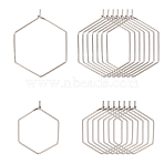 80Pcs 2 Style 304 Stainless Steel Hoop Earrings Findings, Wine Glass Charms Rings, Hexagon, Stainless Steel Color, 7 Gauge, 26~31x20~25x3.5mm, Pin: 0.8mm, 40pcs/style(STAS-CA0001-93)