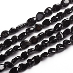 Natural Black Tourmaline Beads Strands, Tumbled Stone, Nuggets, 6.5~9.5x5.5~7.5x3.5~5.5mm, Hole: 0.8mm, about 50pcs/Strand, 15.67 inch(39.8cm)(X-G-D0002-B39)