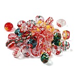 Christmas Glass European Beads, with Enamel, Large Hole Beads, Rondelle with Mixed Pattern, Mixed Color, 15~17x9.5mm, Hole: 6mm(LAMP-F132-02)