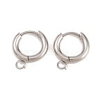 316 Stainless Steel Huggie Hoop Earring Findings, with Loop, Long-Lasting Plated, Stainless Steel Color, 13x2.5mm, Hole: 2.5mm, Pin: 1mm(EJEW-B158-01A-P)