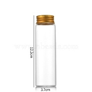 Clear Glass Bottles Bead Containers, Screw Top Bead Storage Tubes with Aluminum Cap, Column, Golden, 3.7x12cm, Capacity: 90ml(3.04fl. oz)(CON-WH0085-76H-02)