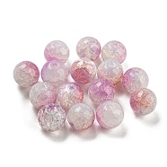 Transparent Spray Painting Crackle Glass Beads, Round, Plum, 10mm, Hole: 1.6mm, 200pcs/bag(GLAA-L046-01A-06)