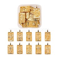 10Pcs 1 style Brass Micro Pave Clear Cubic Zirconia Tarot Card Pendants, Long-Lasting Plated, Real 18K Gold Plated, 30x15x4mm, Hole: 3mm, 1pc/style(ZIRC-LS0001-01G)