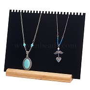 Acrylic Necklace Display Planks, with Wood Base, Organizer Holder for Necklaces, Rectangle, Black, Finished Product: 7.1x25x21cm(NDIS-WH0009-14C)