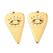 Vacuum Plating 304 Stainless Steel Pendant Cabochon Settings, Heart with Eye, Golden, Tray: 2.5mm, 27x16x2mm, Hole: 1mm(STAS-F287-10G)