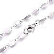 Non-Tarnish 304 Stainless Steel Link Chain Necklaces, with Lobster Claw Clasp, Horse Eye, Stainless Steel Color, 16.61 inch(42.2cm)(NJEW-L457-005P)