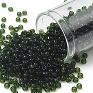 TOHO Round Seed Beads, Japanese Seed Beads, (940) Transparent Olivine, 8/0, 3mm, Hole: 1mm, about 222pcs/bottle, 10g/bottle(SEED-JPTR08-0940)