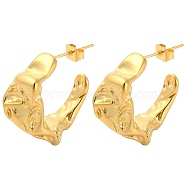 Vacuum Plating 304 Stainless Steel Twist Stud Earrings, Half Hoop Earrings, Golden, 23.5x10.5mm(EJEW-K259-04G)