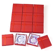 Cardboard Bracelet Boxes, for Bracelet & Bangle, Square, Crimson, 9.2x9.2x2.8cm(CBOX-TAC0003-01A)