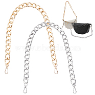 Elite 2Pcs 2 Colors Aluminum Curb Chain Bag Handles, with Alloy Swivel Clasps, for Bag Replacement Accessories, Golden & Silver, 66.8x2x0.4cm, 1pc/color(FIND-PH0005-15)