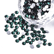 Glass Flat Back Rhinestone Cabochons, Back Plated, Faceted Half Round, Emerald, SS20, 4.6~4.8x2mm, about 1440pcs/bag(RGLA-S002-20SS-10)