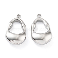 Non-Tarnish 201 Stainless Steel Pendants, Teardrop Charm, Stainless Steel Color, 22x12.5x6mm, Hole: 2mm(STAS-Z057-10P)