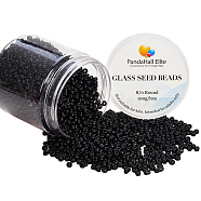 1 Box 8/0 Glass Seed Beads Round  Black for Jewelry Making 3mm, about 2000pcs/box(SEED-PH0005-10)