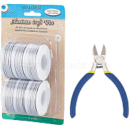 BENECREAT Round Aluminum Wire, with Iron Side Cutting Pliers, Silver, 12 Gauge, 2mm, 5.8m/roll, 6 rolls(AW-BC0003-32A-2.0mm)